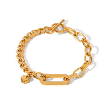 Image de de Gros Bracelets Plaqué Or 18K en 304 Acier Inoxydable, Chaîne à Maillons Cubains Revêtement sous Vide PVD Respectueux de l'Environnement, aux Femmes Style Ins Vintage Cadeau Fournitures de Bijoux 1 Pièce