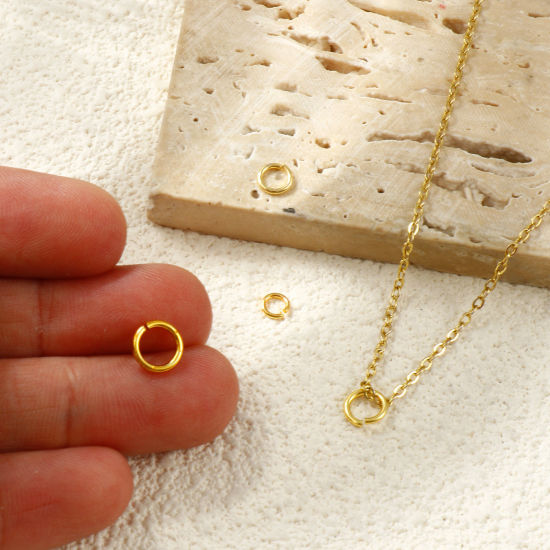 Imagen de 100 Unidades Latón Abierto Argollas Chapado en Oro de 18K Ronda