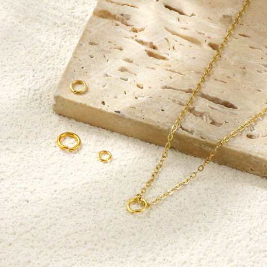 Imagen de 100 Unidades Latón Abierto Argollas Chapado en Oro de 18K Ronda