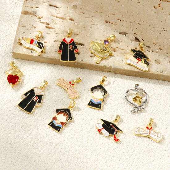 Bild von Umweltfreundlich Messing College Schmuck Charm-Anhänger Bunt