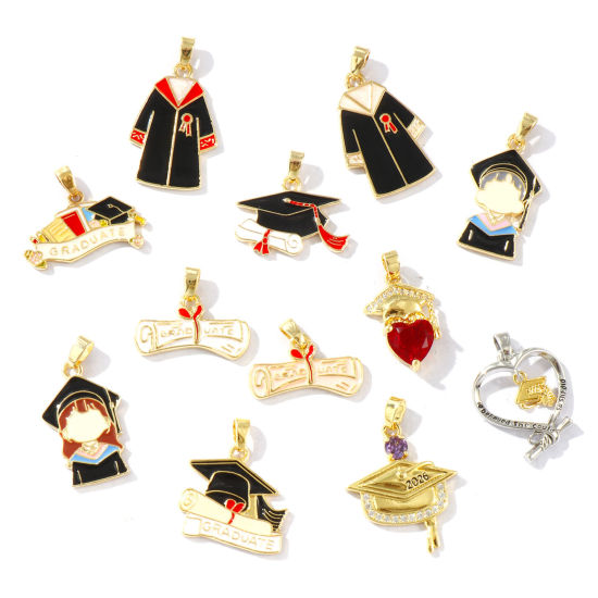 Bild von Umweltfreundlich Messing College Schmuck Charm-Anhänger Bunt