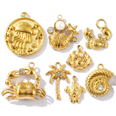 Bild von Umweltfreundliche PVD-Vakuumbeschichtung, wasserdicht, anlaufgeschützt und hypoallergen 304 Edelstahl Ozean Schmuck Charms 18K Echtgold plattiert