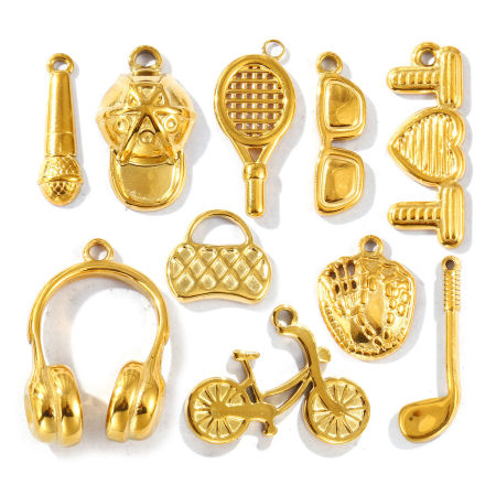 Bild von Umweltfreundliche PVD-Vakuumbeschichtung, wasserdicht, anlaufgeschützt und hypoallergen 304 Edelstahl Charms 18K Echtgold plattiert
