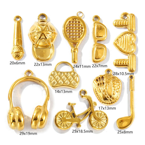 Picture of Eco-friendly PVD Vacuum Plating Waterproof Anti-Tarnish Hypoallergenic 304 Stainless Steel Charms 18K Real Gold Plated