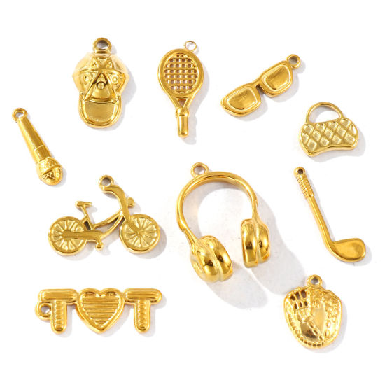 Picture of Eco-friendly PVD Vacuum Plating Waterproof Anti-Tarnish Hypoallergenic 304 Stainless Steel Charms 18K Real Gold Plated