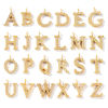Picture of 2 PCs Eco-friendly PVD Vacuum Plating 316 Stainless Steel Capital Alphabet Initial Letter Name Charms 18K Gold Plated Message " A-Z " Micro Pave Clear Rhinestone