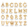 Picture of 2 PCs Eco-friendly PVD Vacuum Plating 316 Stainless Steel Capital Alphabet Initial Letter Name Charms 18K Gold Plated Message " A-Z " Micro Pave Clear Rhinestone