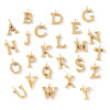 Picture of 2 PCs Eco-friendly PVD Vacuum Plating 316 Stainless Steel Capital Alphabet Initial Letter Name Charms 18K Gold Plated Message " A-Z " Micro Pave Clear Rhinestone