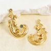 Bild von Umweltfreundlich 304 Edelstahl Charms Bunt Feder Blau Strass