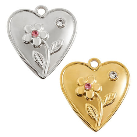 Immagine di 3 Pz Ecologico 304 Acciaio Inossidabile San Valentino Ciondoli Multicolore Cuore Fiore Roso Strass