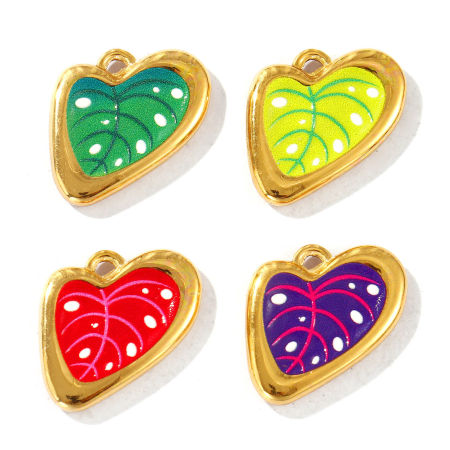Immagine di 2 Pz Placcatura Sottovuoto PVD Ecologica Impermeabile Anti-Ossidante Ipoallergenico 304 Acciaio Inossidabile Ciondoli 18K Vero Oro Placcato Foglia Stampato 22mm x 17mm