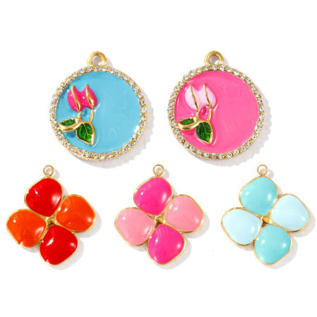 Picture of Eco-friendly PVD Vacuum Plating Waterproof Anti-Tarnish Hypoallergenic 304 Stainless Steel Charms 18K Real Gold Plated Enamel