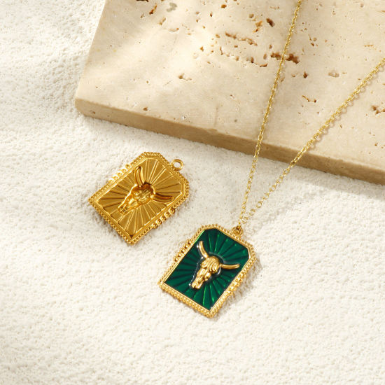 Picture of Eco-friendly PVD Vacuum Plating Waterproof Anti-Tarnish Hypoallergenic 304 Stainless Steel West Cowboy Charms 18K Real Gold Plated Enamel Hexagon Taren 28mm x 19.5mm
