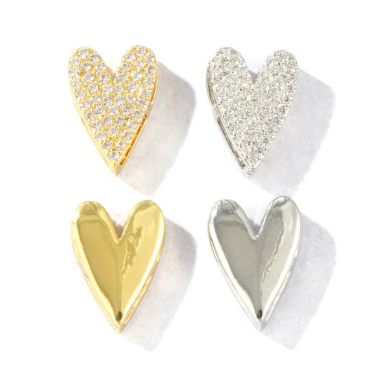 Image de 2 Pcs Perles pour DIY Fabrication de Bijoux La Saint Valentin en Laiton Multicolore Cœur