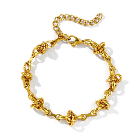 Image de Collier & Bracelet En Gros Plaqué Or 18K en 304 Acier Inoxydable, Chaîne à Maillons Faite à la Main, aux Femmes Respectueux de la Nature Simple À la Mode Cadeau Bijoux pour Détaillants 1 Pièce