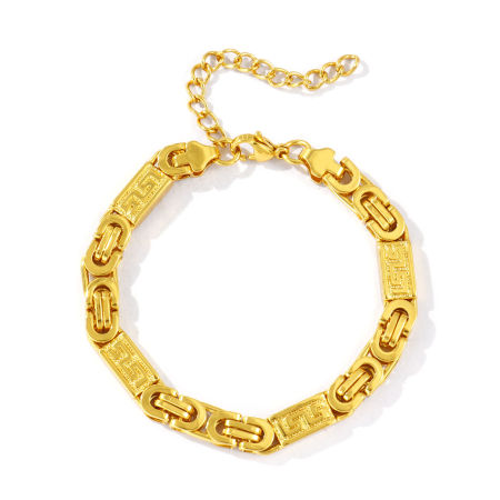 Image de Bracelets En Gros Plaqué Or 18K en 304 Acier Inoxydable, Chaîne Maille Byzantine Respectueux de la Nature, aux Femmes Simple À la Mode Cadeau Fournitures de Bijoux 1 Pièce