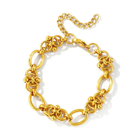 Bild von Großhandel 304 Edelstahl Handgefertigte Gliederkette Armband, 18K Vergoldet Umweltfreundlich, Frauen Einfach Stilvoll Geschenk Schmuckbedarf