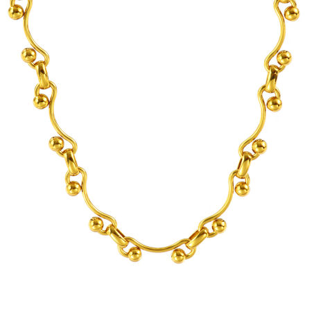 Image de Collier & Bracelet En Gros Plaqué Or 18K en 304 Acier Inoxydable, Chaînes, aux Femmes Respectueux de la Nature Simple À la Mode Cadeau Bijoux pour Détaillants 1 Pièce