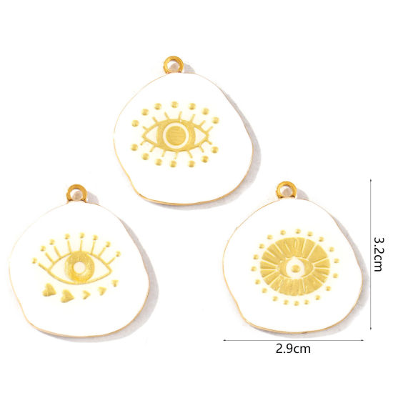Picture of Eco-friendly PVD Waterproof Anti-Tarnish Hypoallergenic 304 Stainless Steel Religious Charms Wholesale 18K Real Gold Plated White Enamel Eye of Providence/ All-seeing Eye