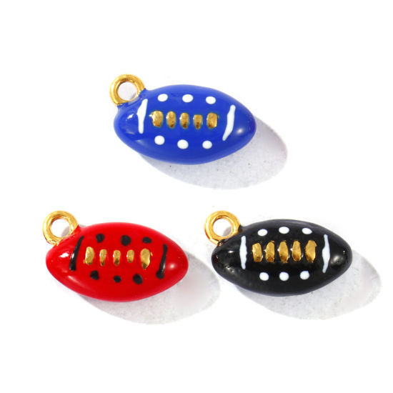 Picture of Eco-friendly PVD Waterproof Anti-Tarnish Hypoallergenic 304 Stainless Steel Sport Charms Wholesale 18K Real Gold Plated Multicolor Enamel Football 3D