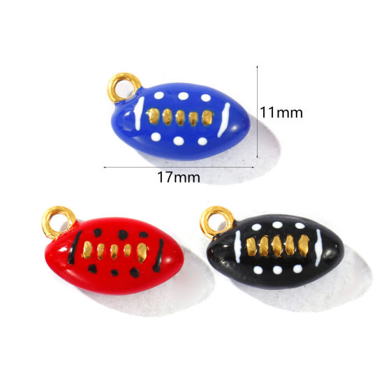 Picture of Eco-friendly PVD Waterproof Anti-Tarnish Hypoallergenic 304 Stainless Steel Sport Charms Wholesale 18K Real Gold Plated Multicolor Enamel Football 3D
