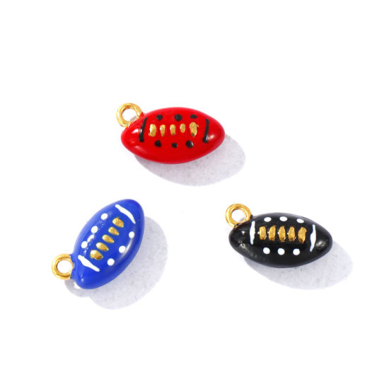 Picture of Eco-friendly PVD Waterproof Anti-Tarnish Hypoallergenic 304 Stainless Steel Sport Charms Wholesale 18K Real Gold Plated Multicolor Enamel Football 3D