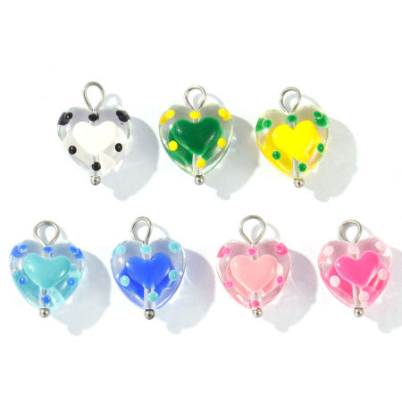 Immagine di 2 Pz Ecologico 304 Acciaio Inossidabile & Resina San Valentino Ciondoli All'Ingrosso Tono Argento Smalto Cuore 17mm x 12mm