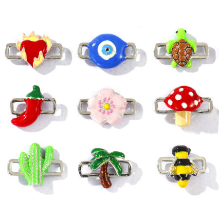 Bild von 2 Stück Messing Steckverbinder Charms Anhänger Großhandel Platin Plattiert Emaille Schildkroete Kaktus 3D