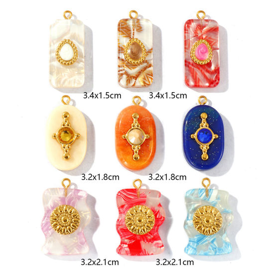 Picture of Eco-friendly PVD Waterproof Anti-Tarnish Hypoallergenic 304 Stainless Steel & Resin Charms Wholesale 18K Real Gold Plated