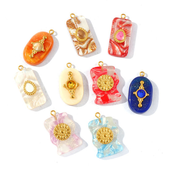 Picture of Eco-friendly PVD Waterproof Anti-Tarnish Hypoallergenic 304 Stainless Steel & Resin Charms Wholesale 18K Real Gold Plated