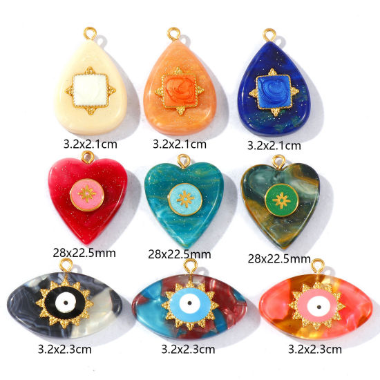 1 個 エコフレンドリー PVD 防水 耐変色性の 低アレルギー性の 304ステンレス鋼＋樹脂 チャーム 卸売り 18Kリアルゴールドメッキ の画像