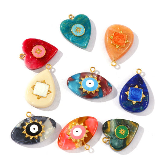 1 個 エコフレンドリー PVD 防水 耐変色性の 低アレルギー性の 304ステンレス鋼＋樹脂 チャーム 卸売り 18Kリアルゴールドメッキ の画像