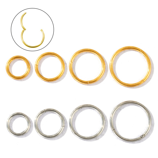 Imagen de 2 Unidades Respetuoso del Medio Ambiente 316 Acero Inoxidable Joyas para Piercing Cierre De Aro Con Click Segmentado Con Bisagra Al Por Mayor Ronda Multicolor