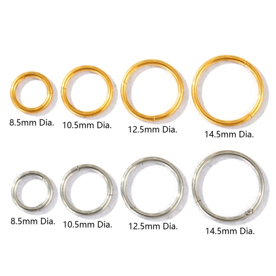 Imagen de 2 Unidades Respetuoso del Medio Ambiente 316 Acero Inoxidable Joyas para Piercing Cierre De Aro Con Click Segmentado Con Bisagra Al Por Mayor Ronda Multicolor