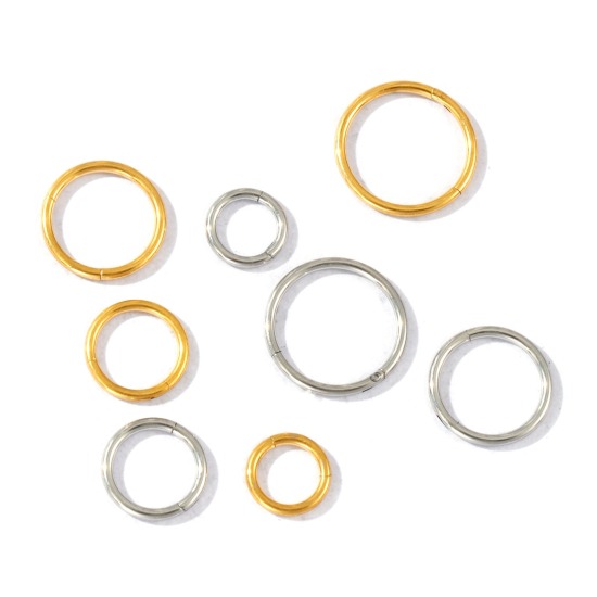 Imagen de 2 Unidades Respetuoso del Medio Ambiente 316 Acero Inoxidable Joyas para Piercing Cierre De Aro Con Click Segmentado Con Bisagra Al Por Mayor Ronda Multicolor
