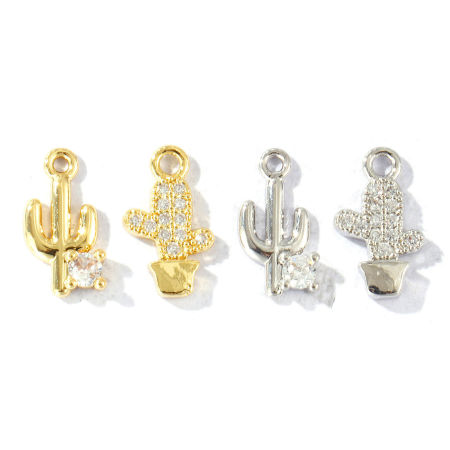 Picture of Brass West Cowboy Charms Wholesale Cactus Mini Clear Cubic Zirconia