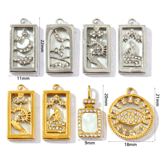 1 個 エコフレンドリー 304ステンレス鋼 & 天然シェル 宇宙銀河シリーズ チャーム 卸売り 多色 マイクロパヴェ 透明 ラインストーン の画像