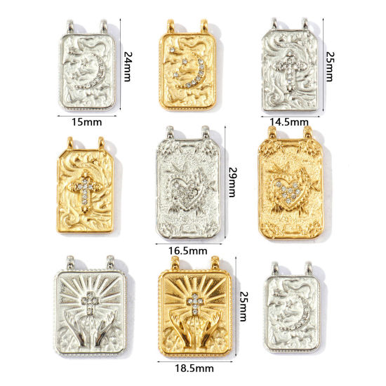 1 個 エコフレンドリー 304ステンレス鋼 チャーム 卸売り 多色 透明 ラインストーン の画像