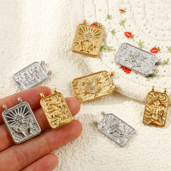 1 個 エコフレンドリー 304ステンレス鋼 チャーム 卸売り 多色 透明 ラインストーン の画像