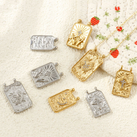 1 個 エコフレンドリー 304ステンレス鋼 チャーム 卸売り 多色 透明 ラインストーン の画像