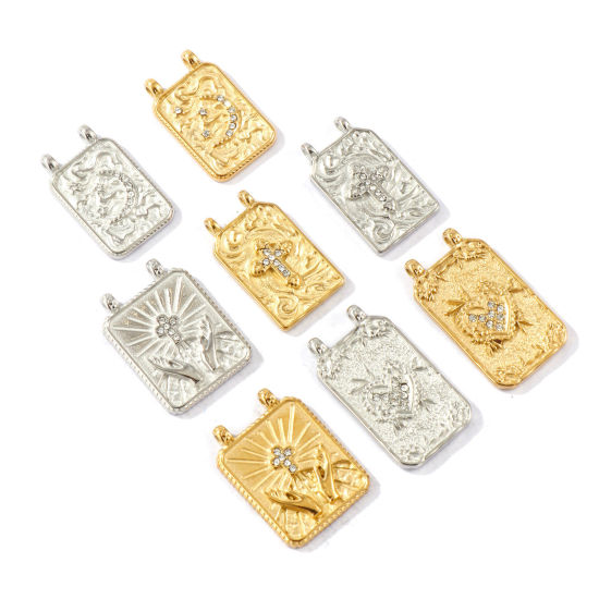 1 個 エコフレンドリー 304ステンレス鋼 チャーム 卸売り 多色 透明 ラインストーン の画像