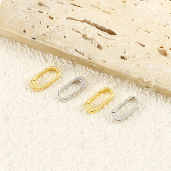 4 個 真鍮 スプリングリングクラスプ 卸売り 長方形 14mm x 6.5mm、 の画像