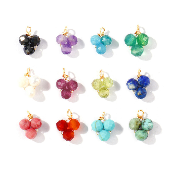 Picture of Eco-friendly PVD 304 Stainless Steel & Gemstone Handmade Wire Wrapped Charms Wholesale 18K Gold Plated Mini 8mm x 6mm