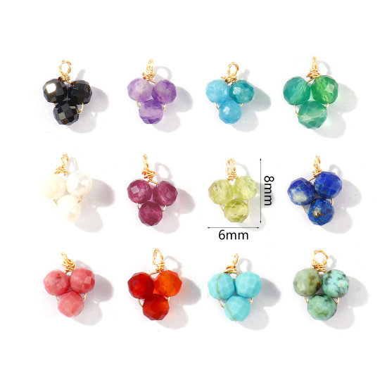 Picture of Eco-friendly PVD 304 Stainless Steel & Gemstone Handmade Wire Wrapped Charms Wholesale 18K Gold Plated Mini 8mm x 6mm