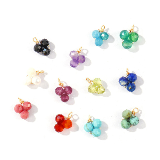 Picture of Eco-friendly PVD 304 Stainless Steel & Gemstone Handmade Wire Wrapped Charms Wholesale 18K Gold Plated Mini 8mm x 6mm