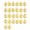 Picture of Eco-friendly Brass Charms Wholesale 18K Real Gold Plated Octagon Capital Alphabet Initial Letter Message " A-Z " Micro Pave Clear Cubic Zirconia 16mm x 9mm
