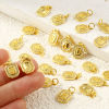 Picture of Eco-friendly Brass Charms Wholesale 18K Real Gold Plated Octagon Capital Alphabet Initial Letter Message " A-Z " Micro Pave Clear Cubic Zirconia 16mm x 9mm