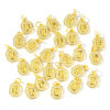 Picture of Eco-friendly Brass Charms Wholesale 18K Real Gold Plated Octagon Capital Alphabet Initial Letter Message " A-Z " Micro Pave Clear Cubic Zirconia 16mm x 9mm