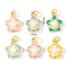 Picture of Eco-friendly Brass Charms Wholesale 18K Real Gold Plated Enamel Flower Acrylic Imitation Pearl 18mm x 13mm