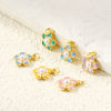 Picture of Eco-friendly Brass Charms Wholesale 18K Real Gold Plated Enamel Flower Acrylic Imitation Pearl 18mm x 13mm